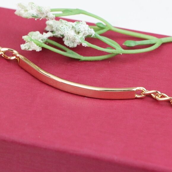 "Minimalist Polished Rose Gold Bracelet with Sleek Bar Accent, XPBL1106 - Picture 12 of 14